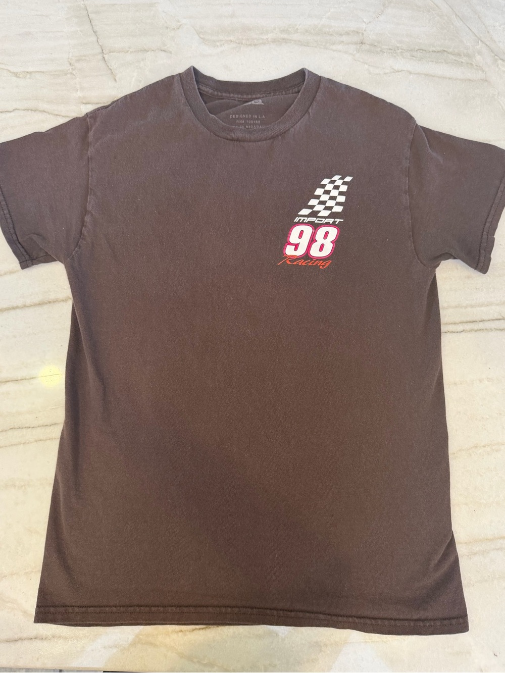 RSQ Brown Racing Tee with Checkered 98 Graphic